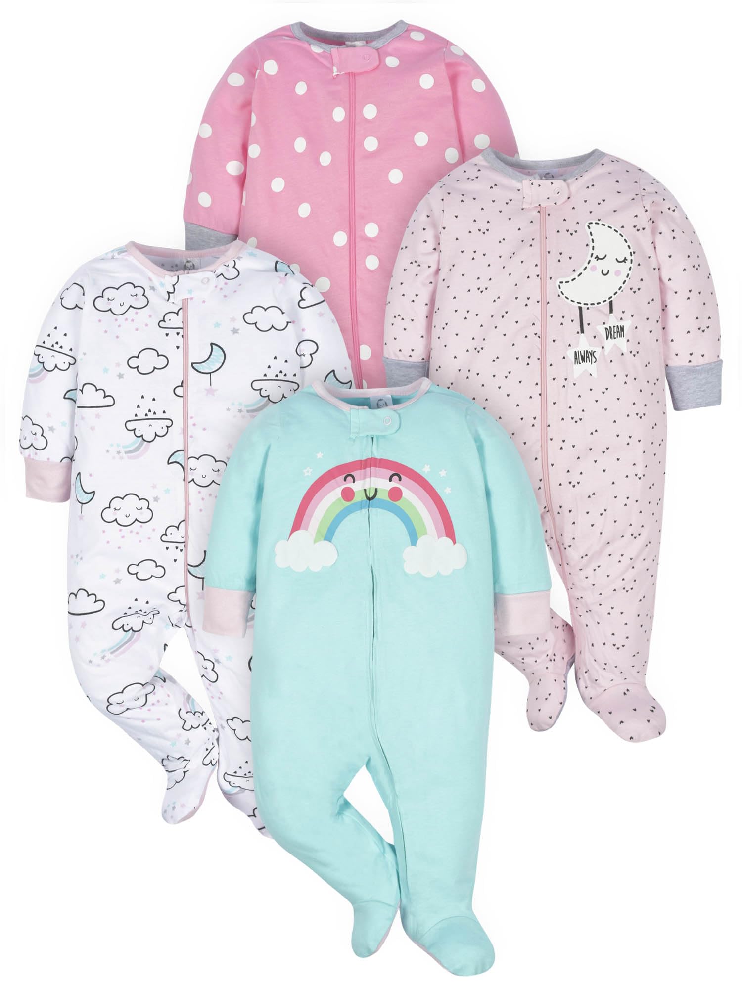 Gerber Baby-Girls 4 Pack Sleep 'N Play Footie