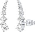 PAVOI 14K Gold Plated Cubic Zirconia Ear Crawler Stud Earrings for Women - Faux Diamond Arrow Climber Fashion Earrings - Trendy Earscape Statement Jewelry