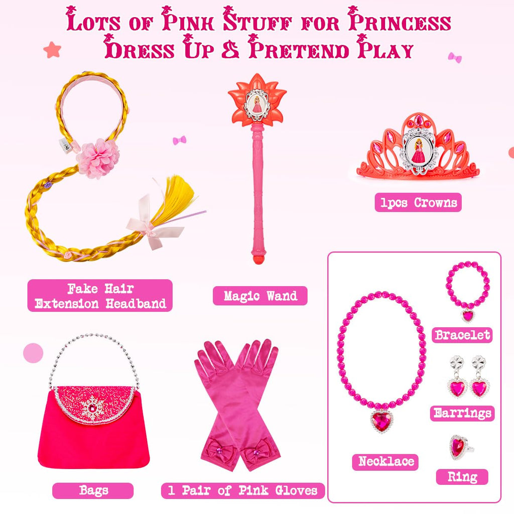 Meland Princess Dresses for Girls - Light Up Princess Dress Up for 3-10 Year Old, Costume for Girls Halloween Birthday