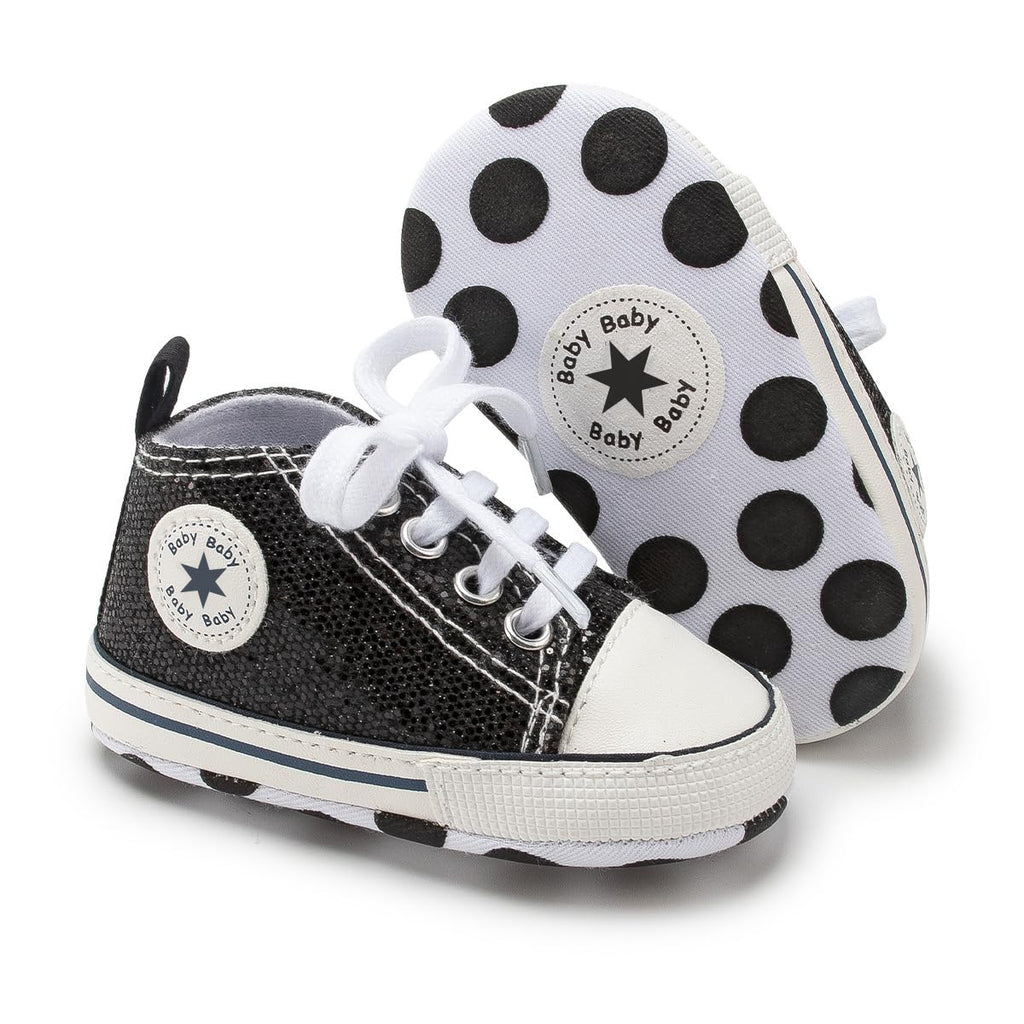 Unisex Baby Girls Boys Canvas High-top Shoes, Newborn Infant Anti-Slip Soft Sole Frist Walking Breathable Sneakers