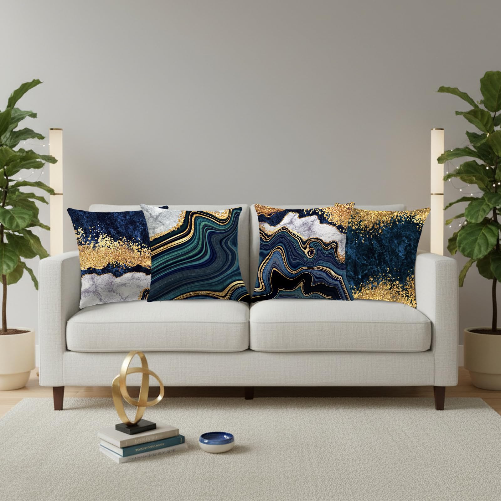 18 x 18 inch Set of 4 Decorative Pillow Covers Grey Marble Texture Throw Pillow Covers Living Room Decor Square Cushion Covers for Modern Styles Abstract Home Bedroom Couch Chair Sofa Pillow Cases