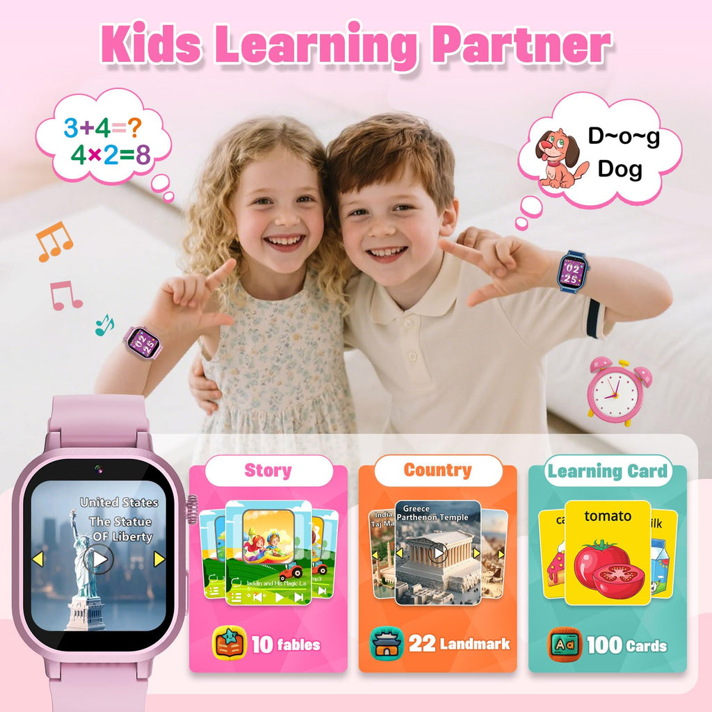 Wiszodet Kids Waterproof Smart Watch Boys Gift Age 3-12 with 39 Game HD Touch Screen Music Player Video Camera Pedometer Alarm Clock Birthday Gift for 6 7 8 9 Year Olds Blue