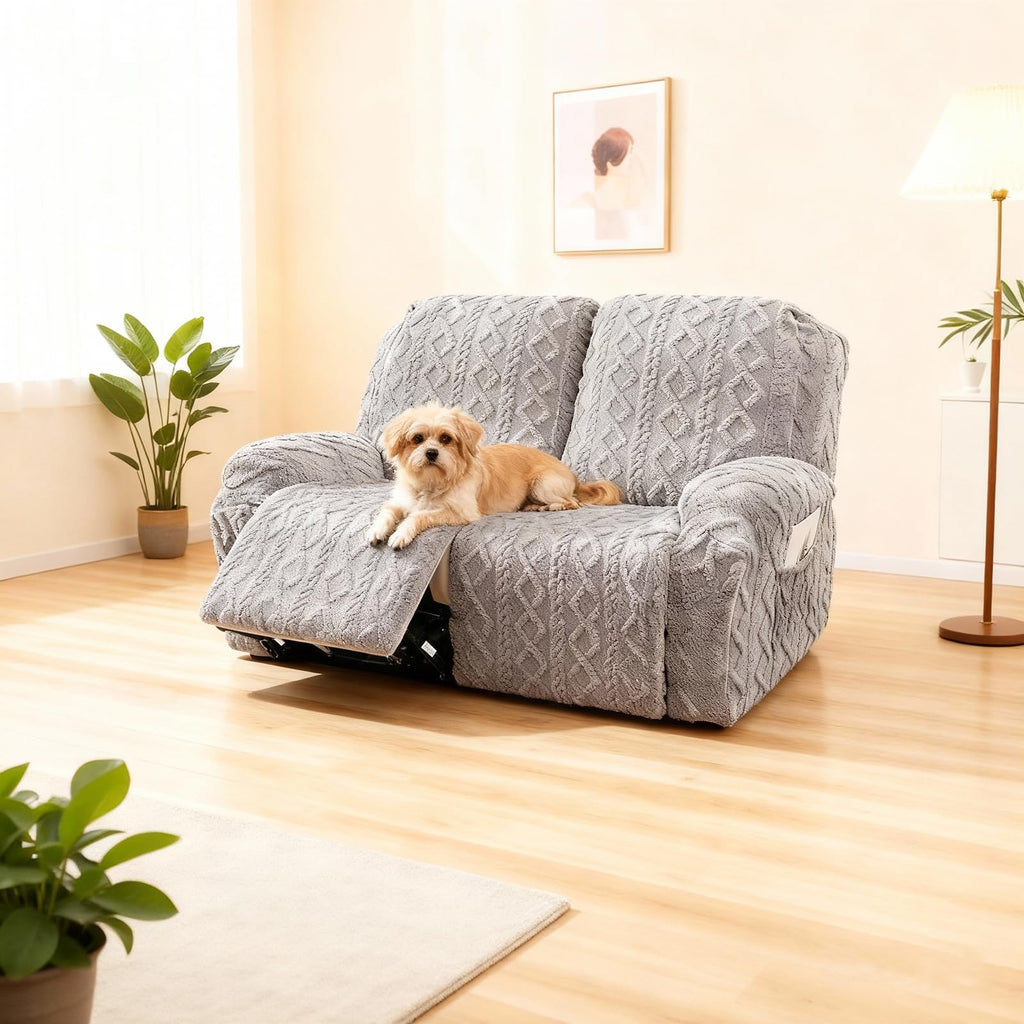 JOKIVTOU Recliner Chair Covers 4-Pieces Reclining Chair Slipcovers with Pocket& Elastic Bottom, Soft Feel Fitted Lazy Boy Sofa Couch Cover Washable, Stretch Recliner Furniture Protector
