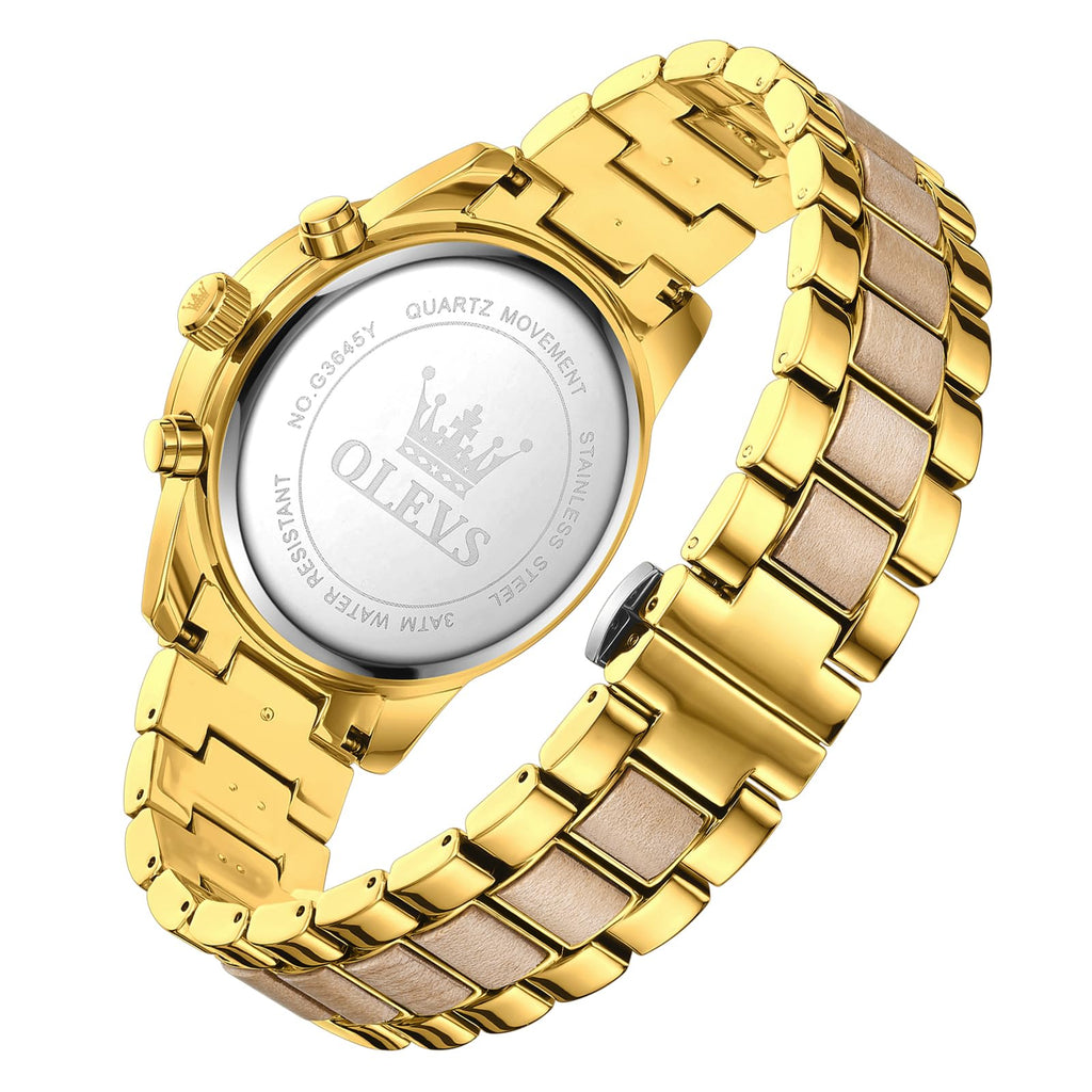 OLEVS Men Analog Quartz Waterproof Watches Multifunction Chronograph Diamond Moon Phase Luminous Silicone Band Wrist Watches