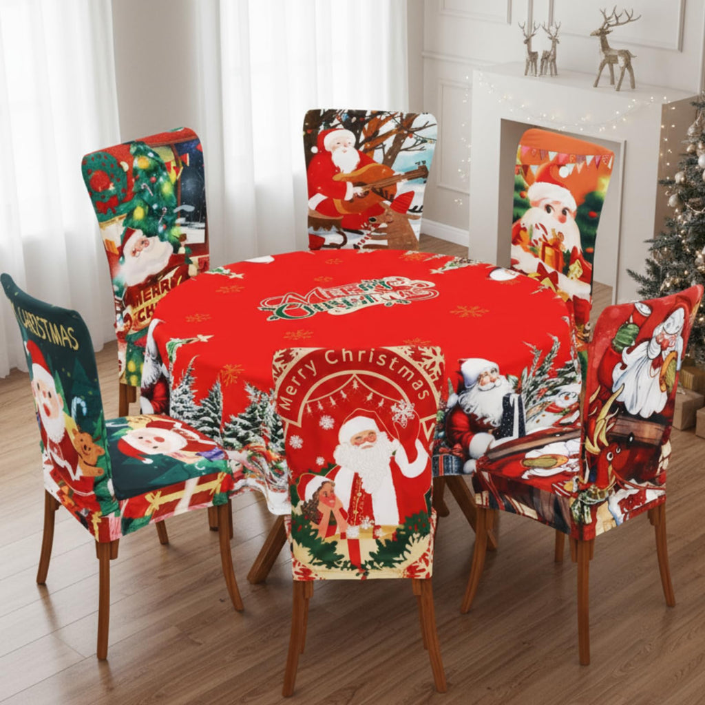 7 Pcs Sunflower Chair Covers and Tablecloth Set 60 x 84 Inch Waterproof Stain Rectangular Table Cover with Stretchable Removable Chair Slipcovers for Dining Room Kitchen Patio Summer Parties
