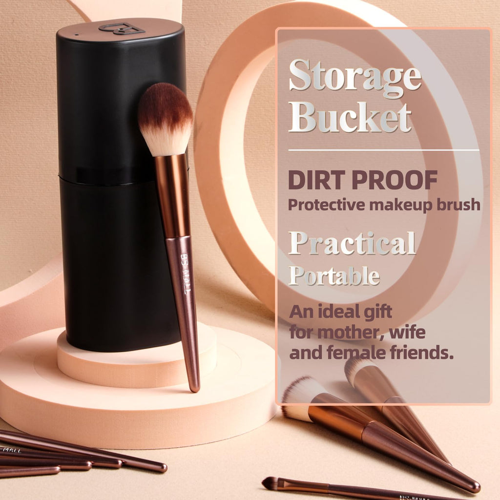 BS-MALL Makeup Brush Set 18 Pcs Professional Foundation Powder Concealers Eyeshadow Blush Synthetic Makeup Brushes with Labeled instruction Black Case Upgraded Version