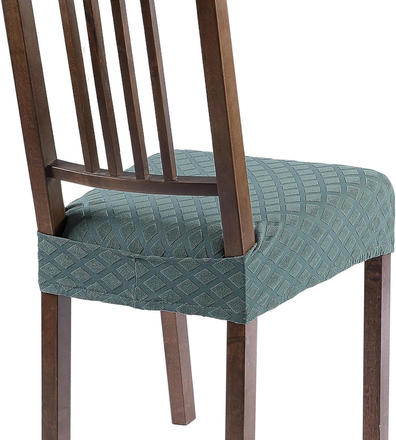 SearchI Stretch Dining Chair Seat Covers Set of 6, Soft Removable Washable Seat Cover for Dining Chairs, Dining Room Chair Cover Protector (Rear-Covered, Brown)