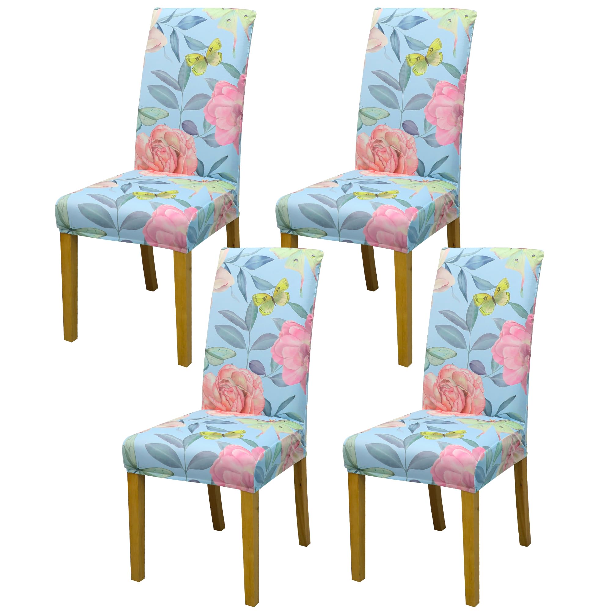 BIETYONE Stretch Dining Chair Covers Set of 6, Soft Removable Washable Kitchen Parsons Chair Slipcovers, High Elastic Seat Protector for Home Hotel Banquet