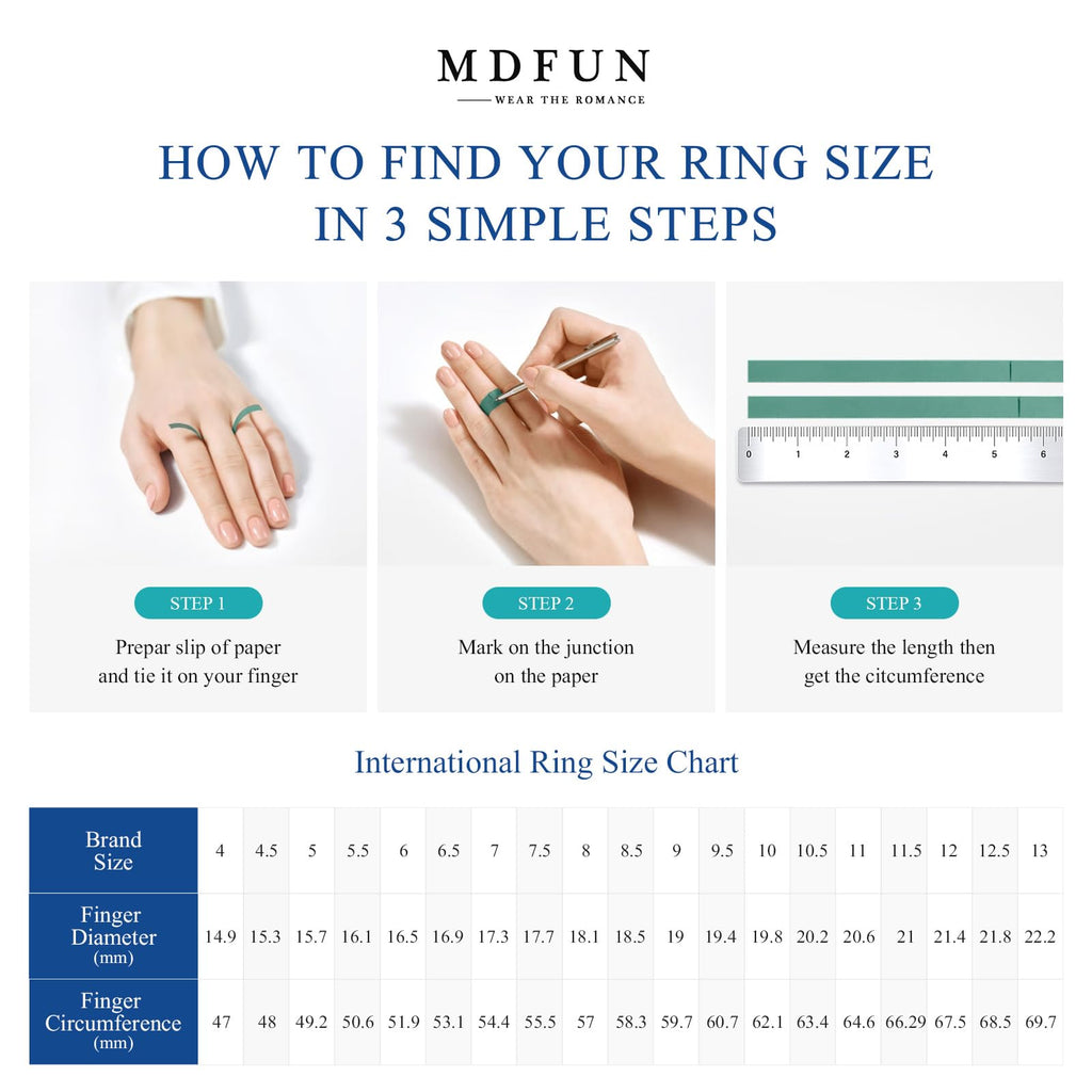 MDFUN 18K White Gold Plated Cubic Zirconia Promise Halo Engagement Promise Eternity Ring for Women