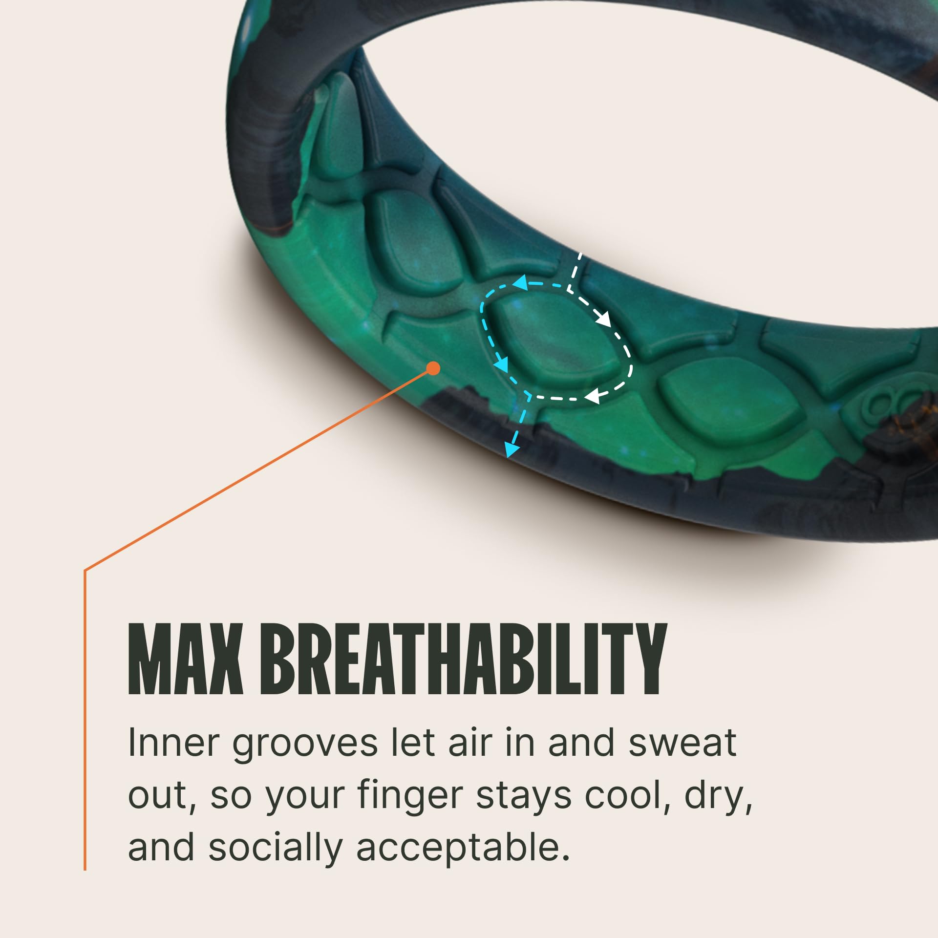 Groove Life Mossy Oak Camo Silicone Ring Breathable Rubber Wedding Rings for Men and Women, Unique Design, Comfort Fit Ring