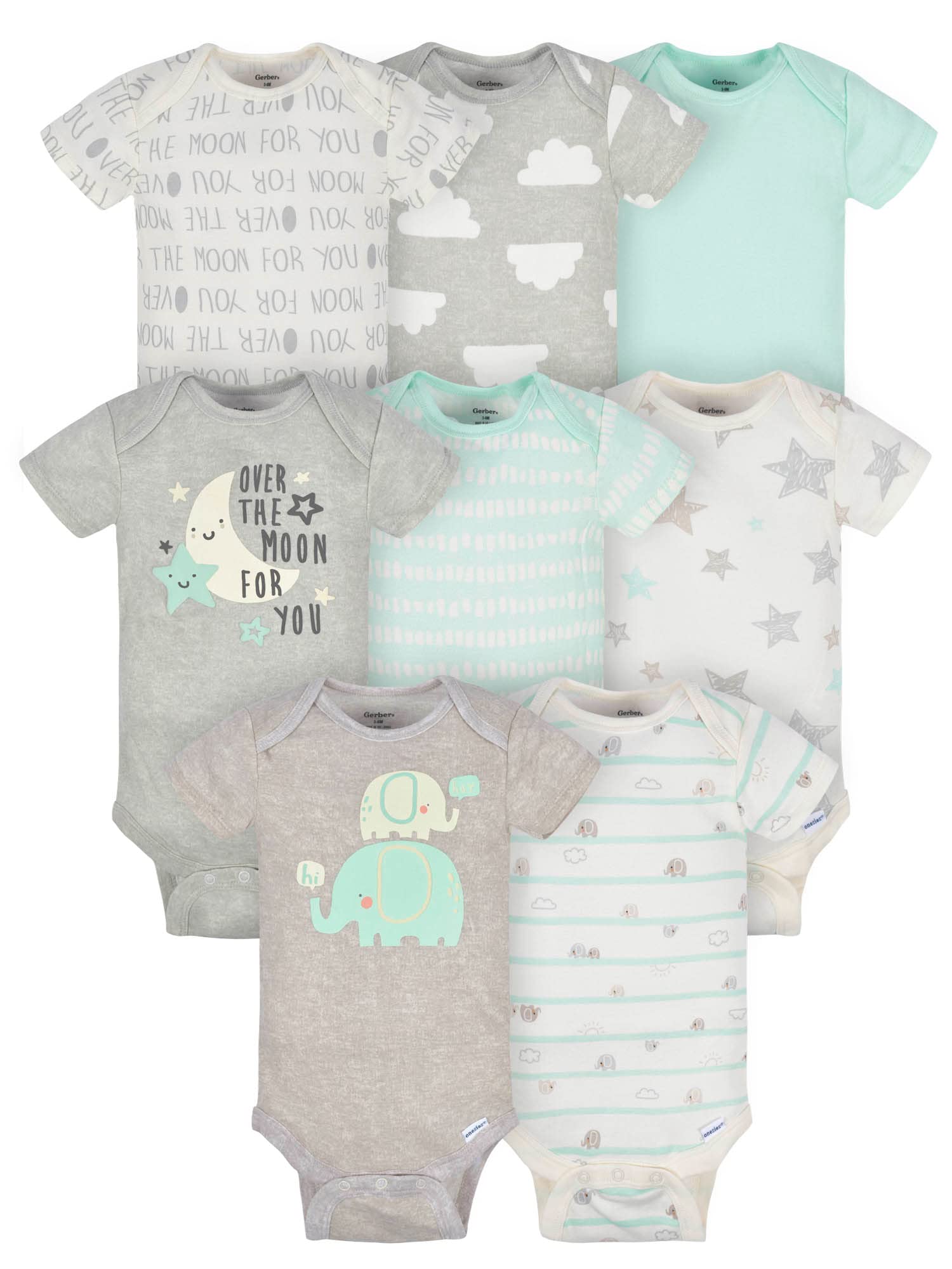 Gerber Unisex-Baby 8-pack Short Sleeve Onesies Bodysuits
