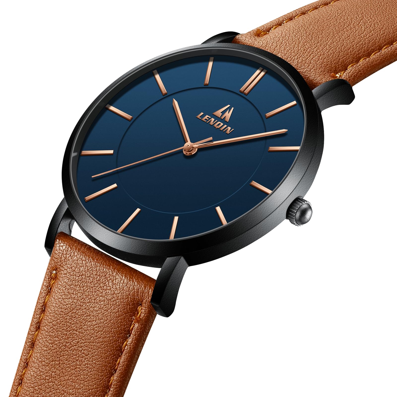 LN LENQIN Mens Watches Waterproof Stainless Steel Watch for Men Analog Quartz Fashion Business Designer Wristwatch