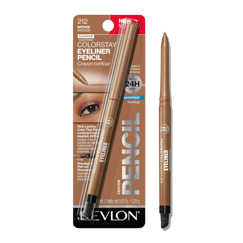 Revlon ColorStay Pencil Waterproof Eyeliner, Smudge-Proof, Eye Makeup with Built-In Sharpener, Long-Lasting, Matte Finish, 201 Black, 2 pack