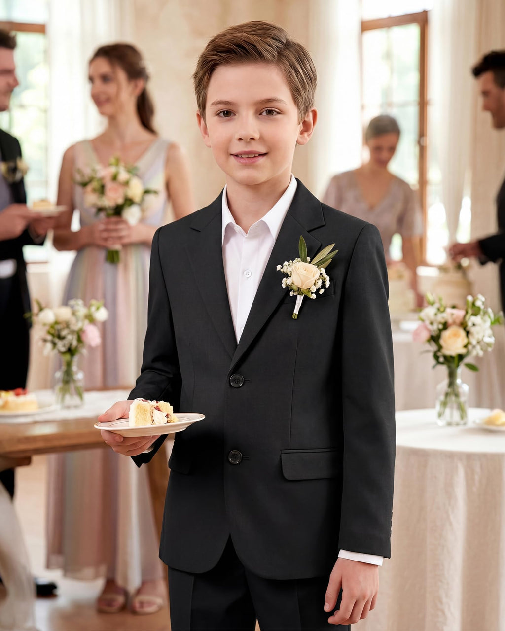 WULFUL Boys' Slim Fit Suit 3 Pieces:Jacket, Pants, Shirt,Summer Suit Set for Teens Boys Wedding Beach