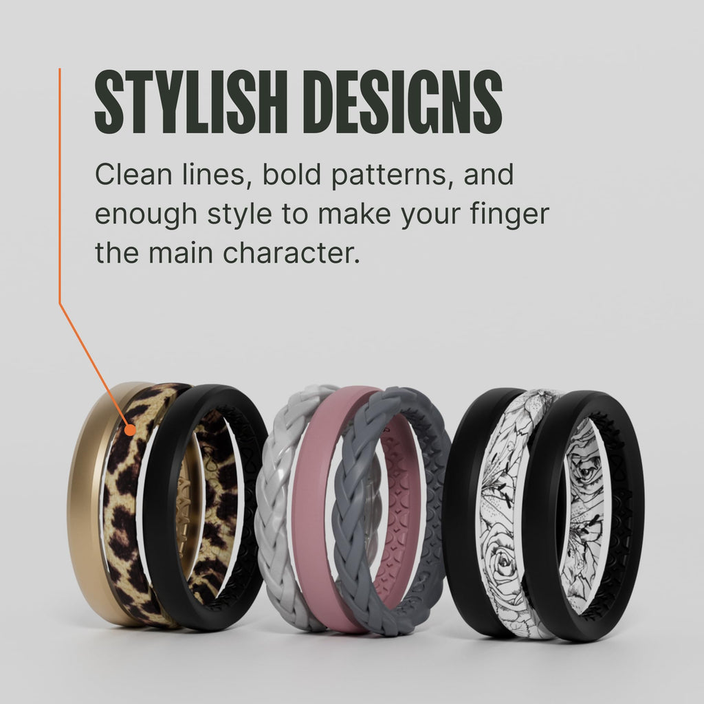 Groove Life Mossy Oak Camo Silicone Ring Breathable Rubber Wedding Rings for Men and Women, Unique Design, Comfort Fit Ring
