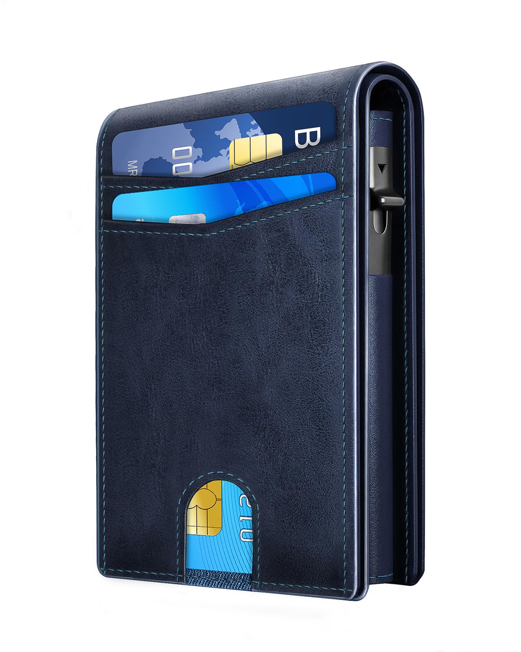 2026 Wallet for Men - RFID Blocking [Functional & Practical] Bifold Slim Minimalist Credit Card Holder Pop Up Wallet Metal Case with Cash Slot, Front Pocket with ID Window, Gift Boxed (Carbon Fiber)