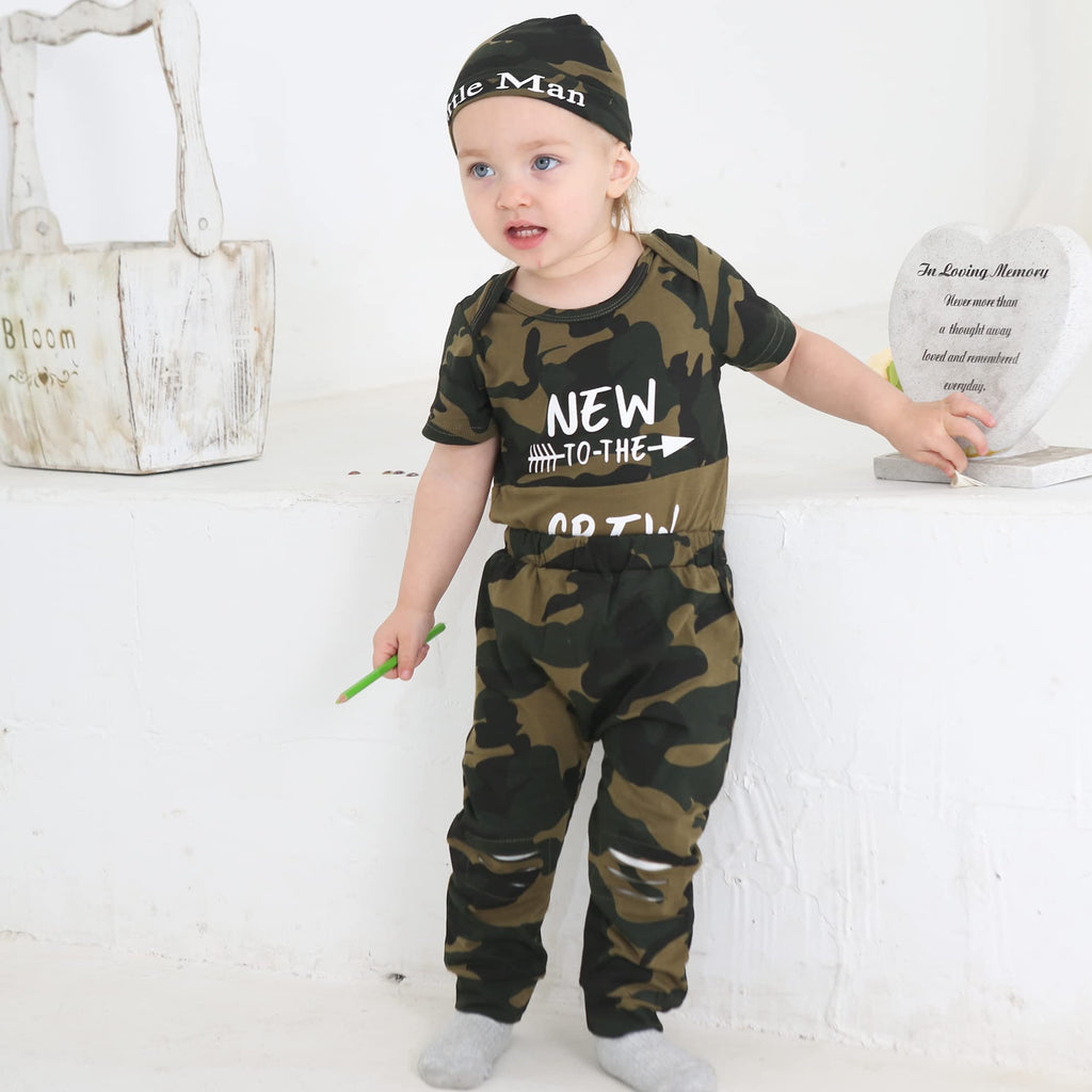 Renotemy Newborn Infant Baby Boy Clothes Outfits New to The Crew Outfits Long Pants Toddler Baby Boy Clothes Set