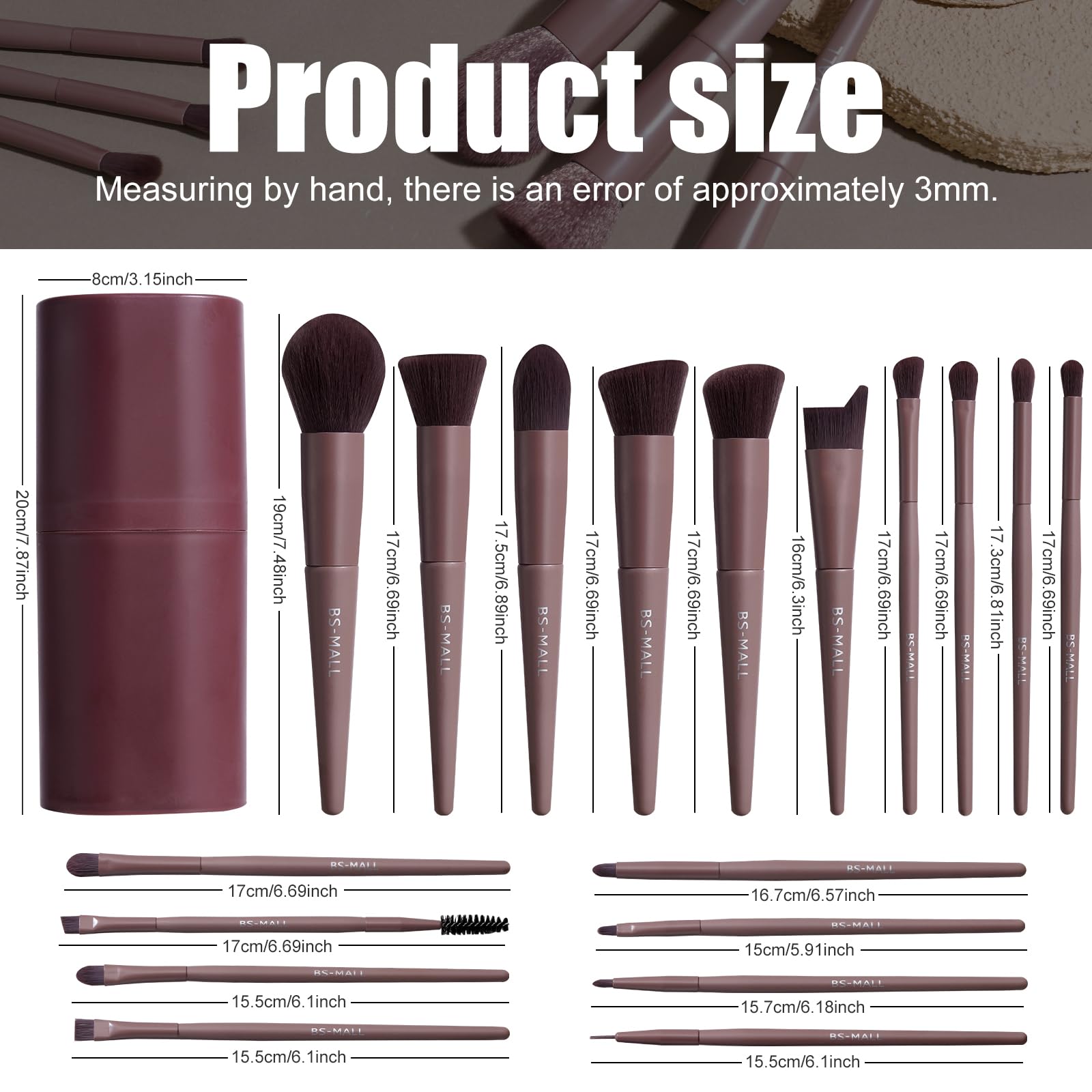 BS-MALL Makeup Brush Set 18 Pcs Professional Foundation Powder Concealers Eyeshadow Blush Synthetic Makeup Brushes with Labeled instruction Black Case Upgraded Version