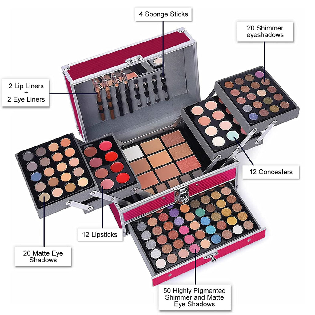 UNIFULL 132 Color All- In- One Makeup For Women Full Kit,Professional Makeup Kit,Makeup Gift Set for Women,Girls&Teens,Include eyeshadow/lipstick/concealer/Lip Gloss/Eyeliner/Mascara（006N2-Silver）