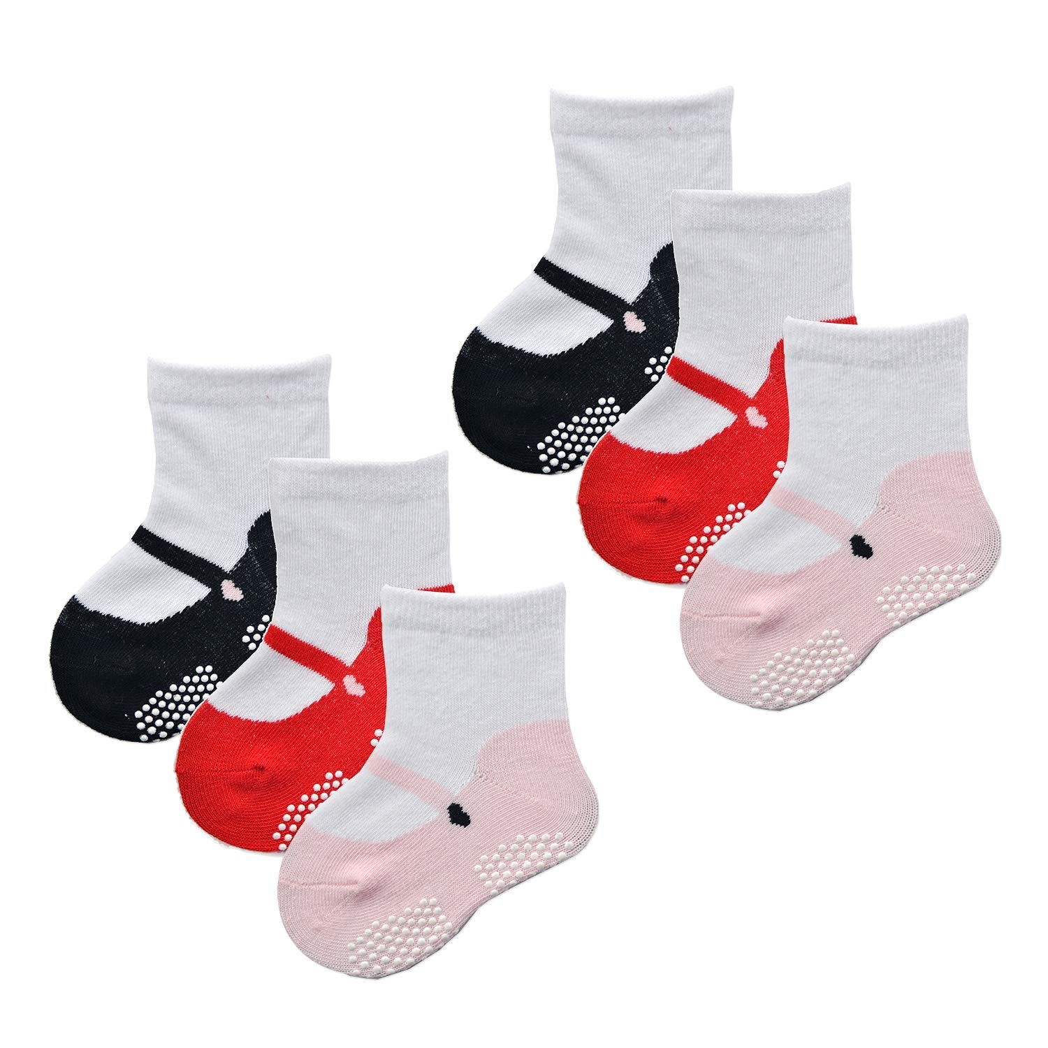 EPEIUS Unisex Baby Girls Boys Non-Slip Socks (Set of 6)