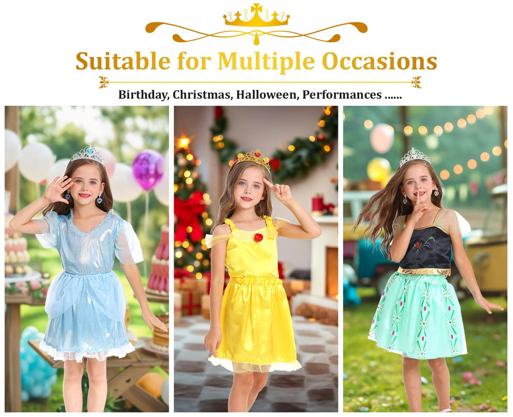 LIMIROLER Princess Dress Up Clothes for Little Girl Role Play Costume Gift Set Princess Dress Up Toys for Toddler Girls