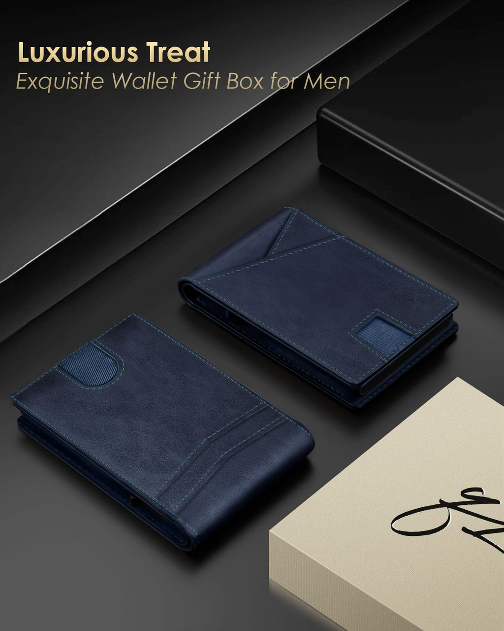 2026 Wallet for Men - RFID Blocking [Functional & Practical] Bifold Slim Minimalist Credit Card Holder Pop Up Wallet Metal Case with Cash Slot, Front Pocket with ID Window, Gift Boxed (Carbon Fiber)