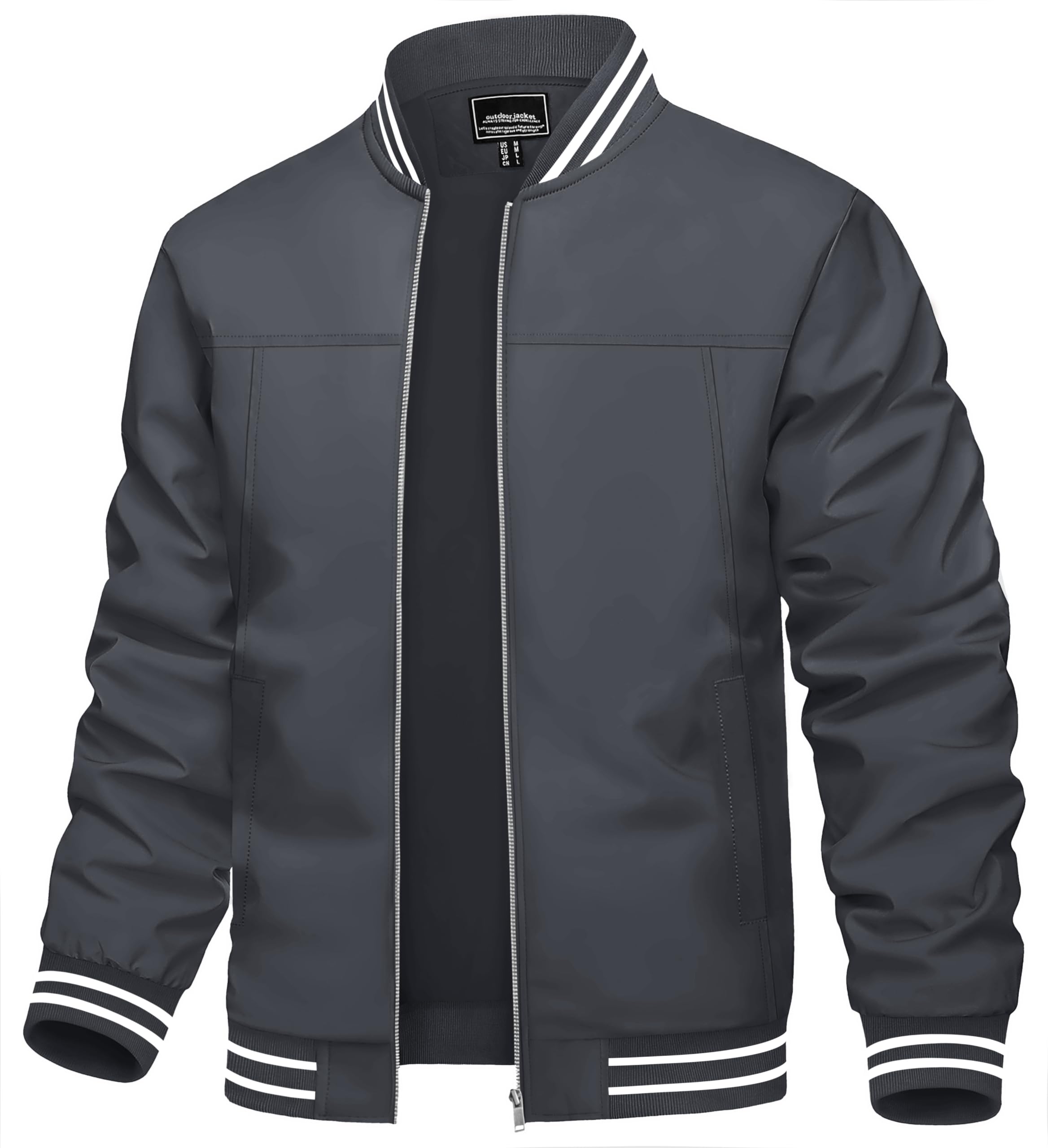 TACVASEN Men's Lightweight Jacket Casual Spring Fall Windbreaker Bomber Zip Up Coat With Pocket