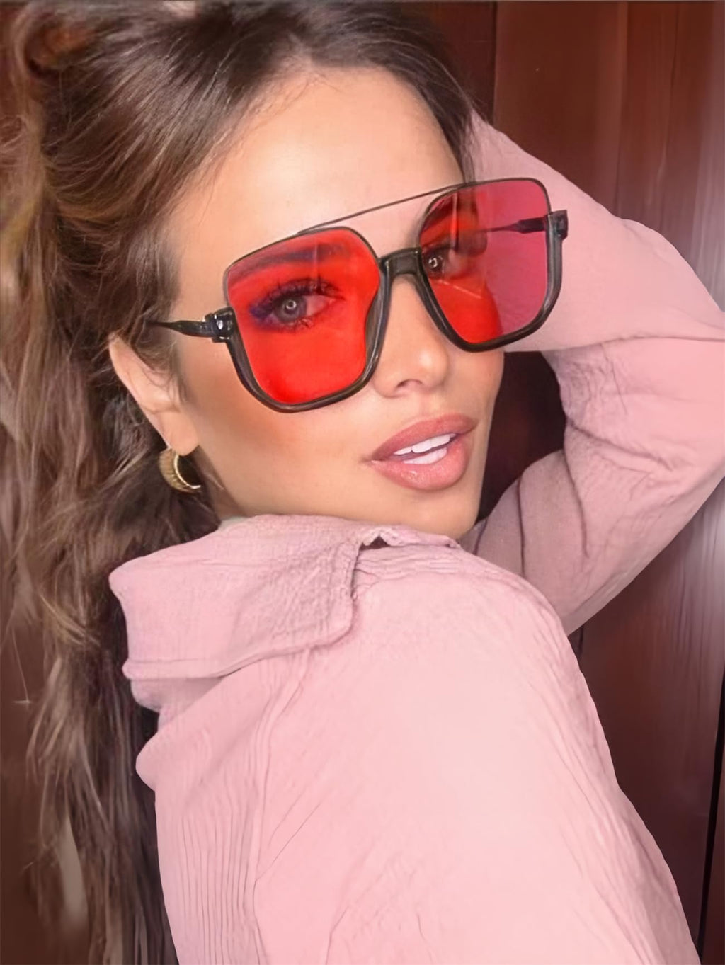 GUVIVI Retro Oversized Aviator Sunglasses for Women Men Square Double Bridge Pilot Sun Glasses 70s Trendy Shades