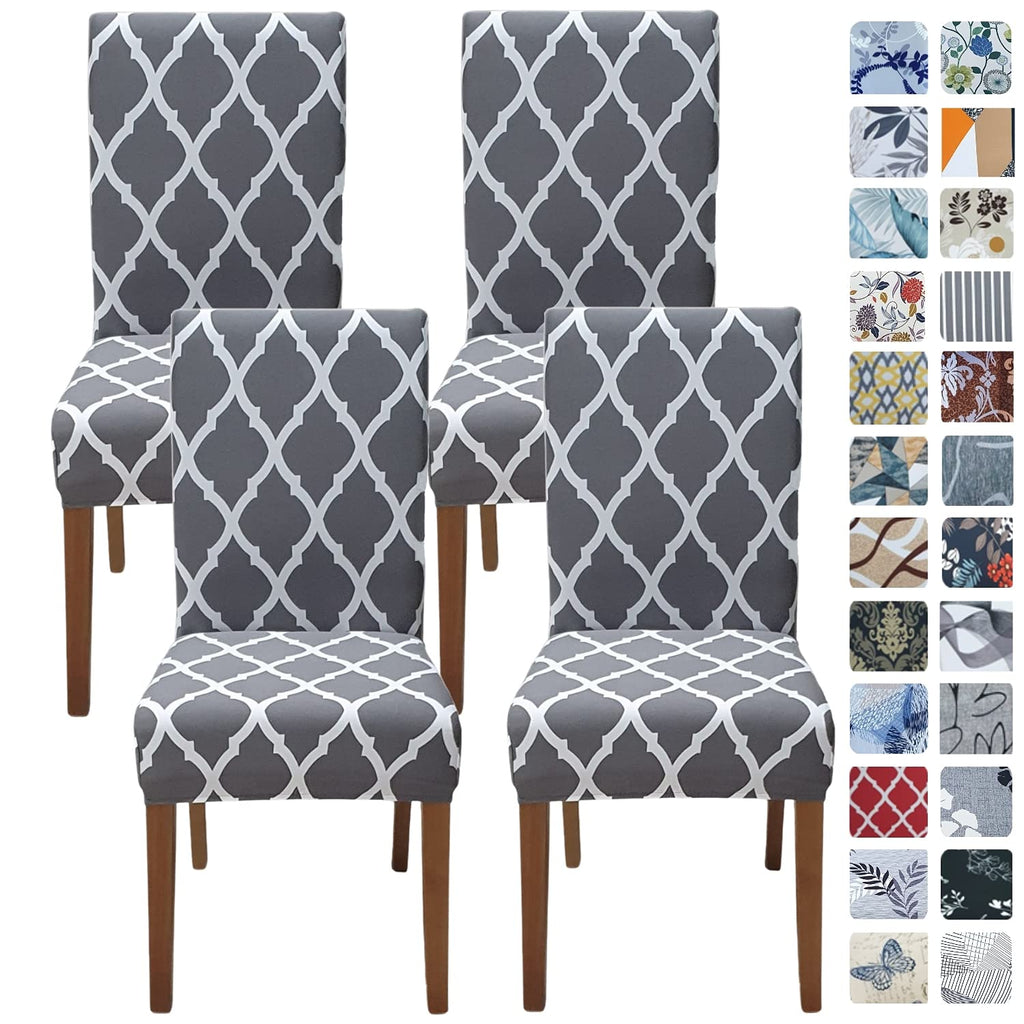 SPRINGRICO Chair Covers for Dining Room 6 Pack, Stretch Dining Chair Cover, Washable Spandex Kitchen Parsons Chair Slipcovers, Removable Seat Protector for Home or Party (Set of 6, Floral Beige)
