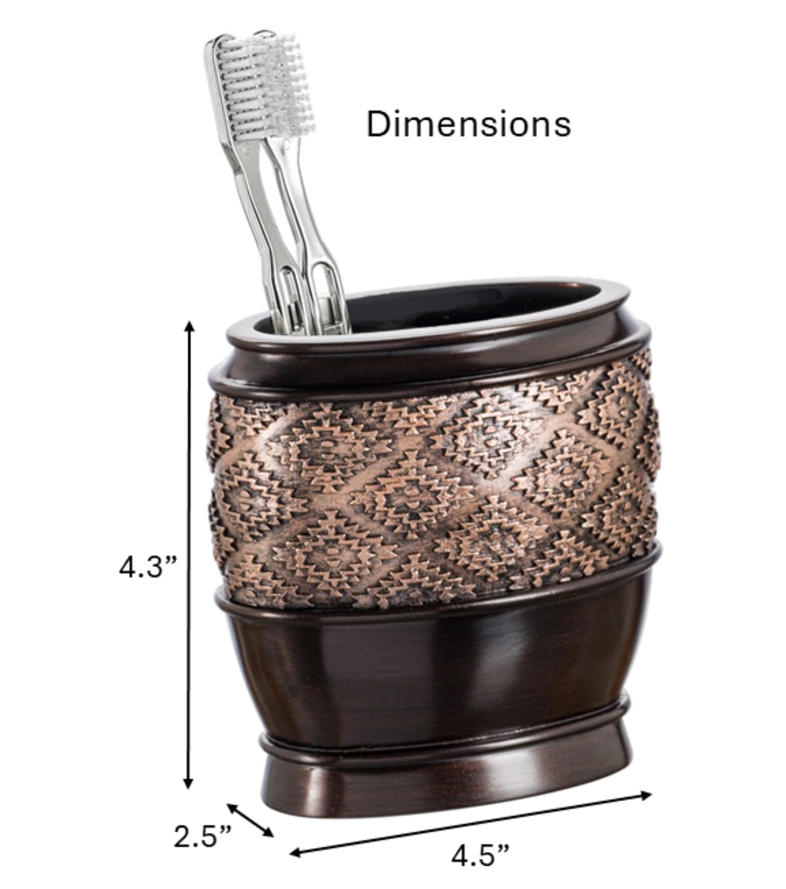 Creative Scents Dublin Brown Bathroom Accessories Set Complete - 4 Pc. Bathroom Sets Accessories, Luxury Bathroom Accessory Set - Soap Dispenser, Soap Dish, Tumbler & Toothbrush Holder Set