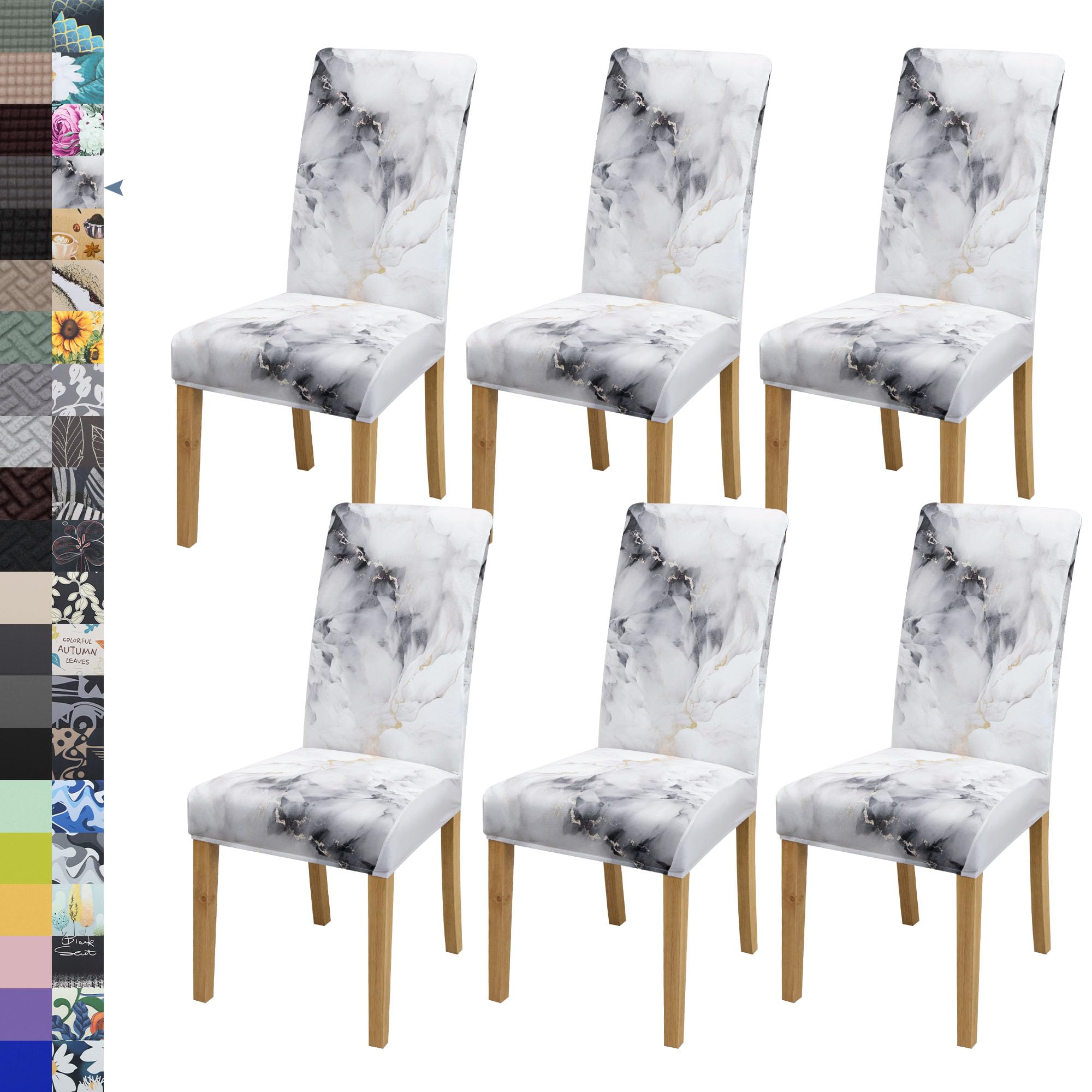 BIETYONE Stretch Dining Chair Covers Set of 6, Soft Removable Washable Kitchen Parsons Chair Slipcovers, High Elastic Seat Protector for Home Hotel Banquet