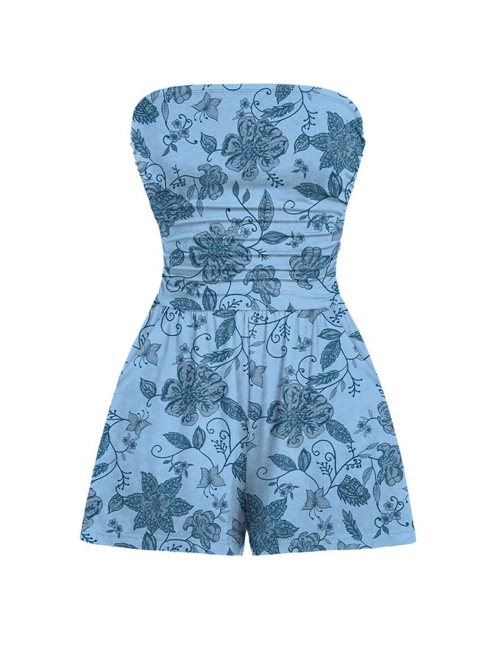 AUXDIO Women Summer Casual Strapless Romper Sleeveless Off Shoulder Short Jumpsuits 2026 Beach Vacation Clothes