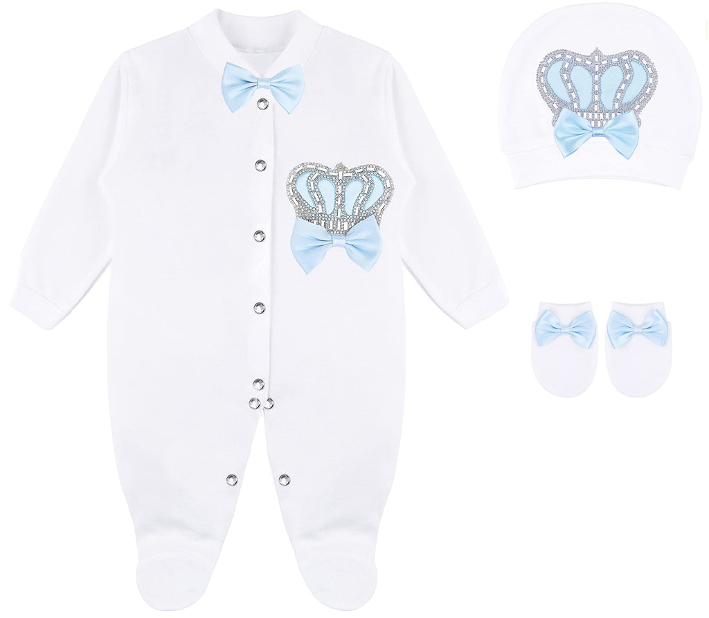 Lilax Baby Boy Newborn Crown Jewels Layette 3 Piece Gift Set