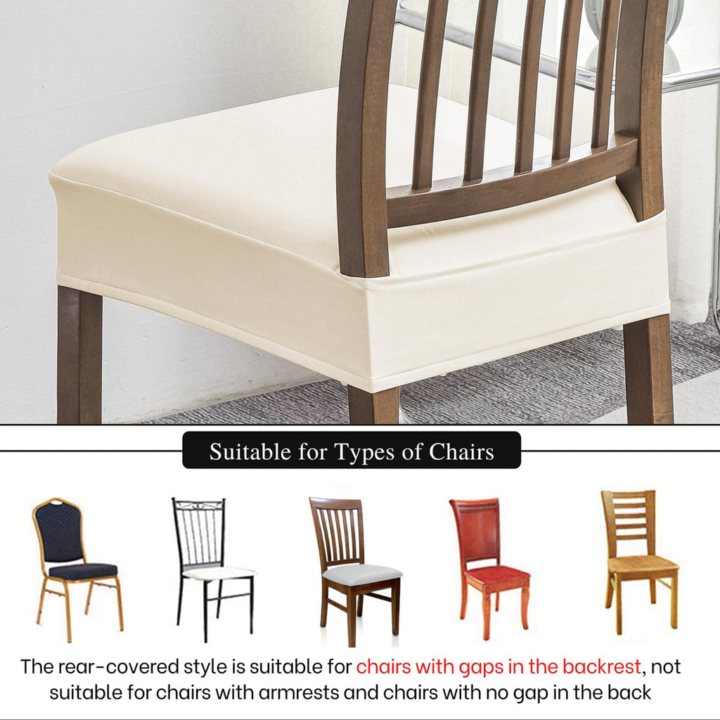 NILUOH Waterproof Seat Covers for Dining Room Chairs Set of 6, Pu Leather Chair Seat Slipcovers Dining Chair Cover Removable Washable Chair Protctor Cover, Rear Covers (PU-Coffee)