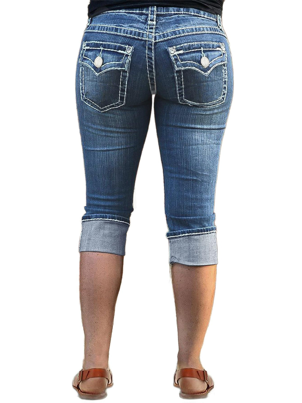 Flamingals High Waist Capris Jeans for Women Casual Summer Butt Lifting Skinny Denim Capri