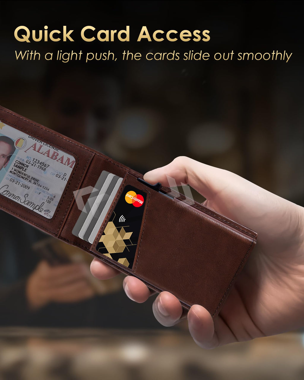 2026 Wallet for Men - RFID Blocking [Functional & Practical] Bifold Slim Minimalist Credit Card Holder Pop Up Wallet Metal Case with Cash Slot, Front Pocket with ID Window, Gift Boxed (Carbon Fiber)