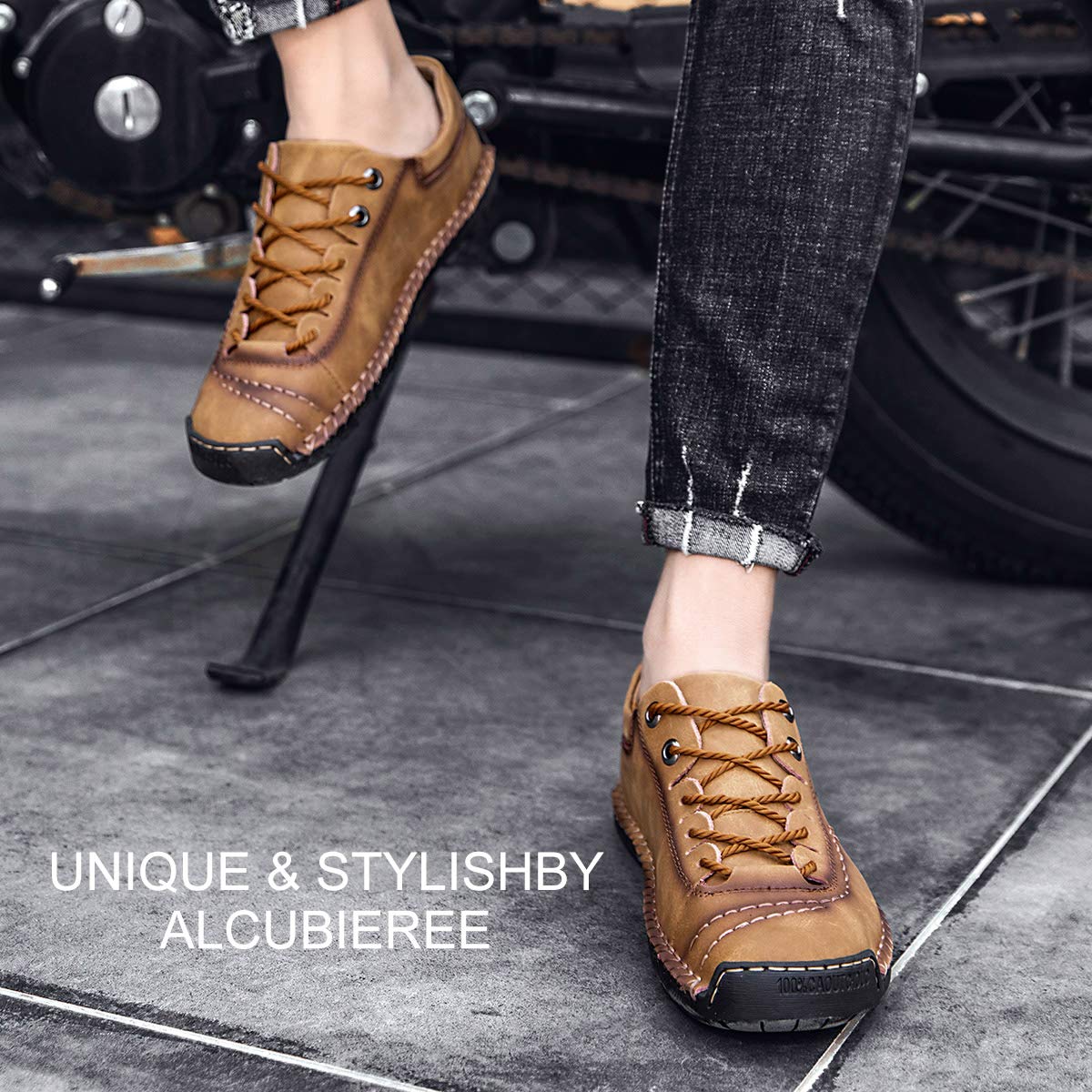 alcubieree Mens Leather Casual Shoes Comfortable Fashion Sneakers Loafers Lightweight Dress Walking Driving Shoes for Men（Size 7.5-13）
