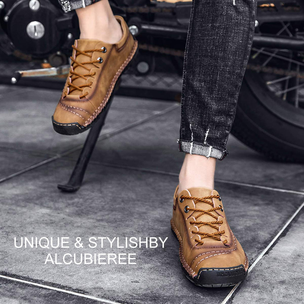 alcubieree Mens Leather Casual Shoes Comfortable Fashion Sneakers Loafers Lightweight Dress Walking Driving Shoes for Men（Size 7.5-13）