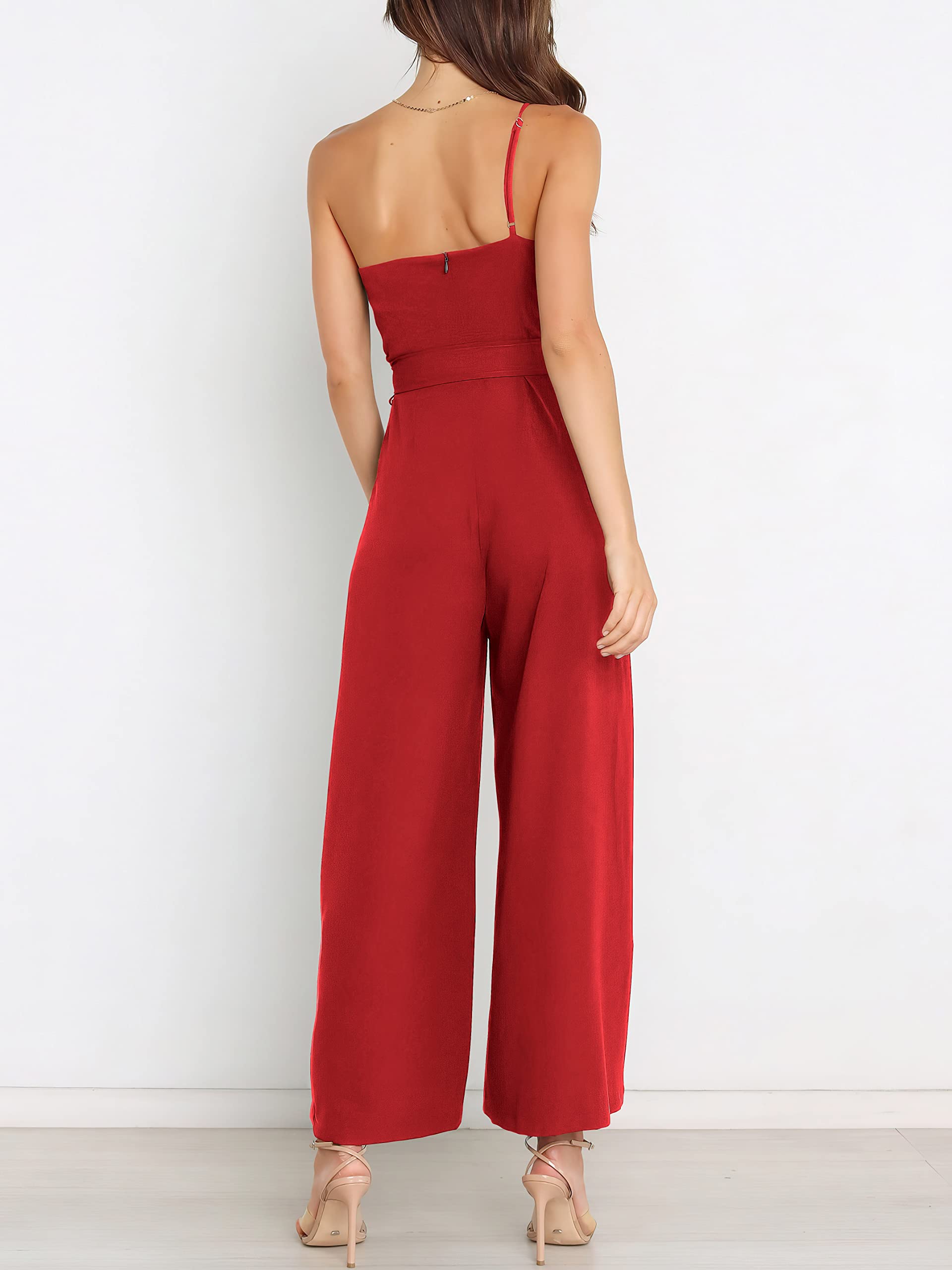 ANRABESS Women Summer Dressy Jumpsuits One Shoulder Sleeveless Casual Wide Leg Pants Romper Jumper 2026 Trendy Fall Outfits