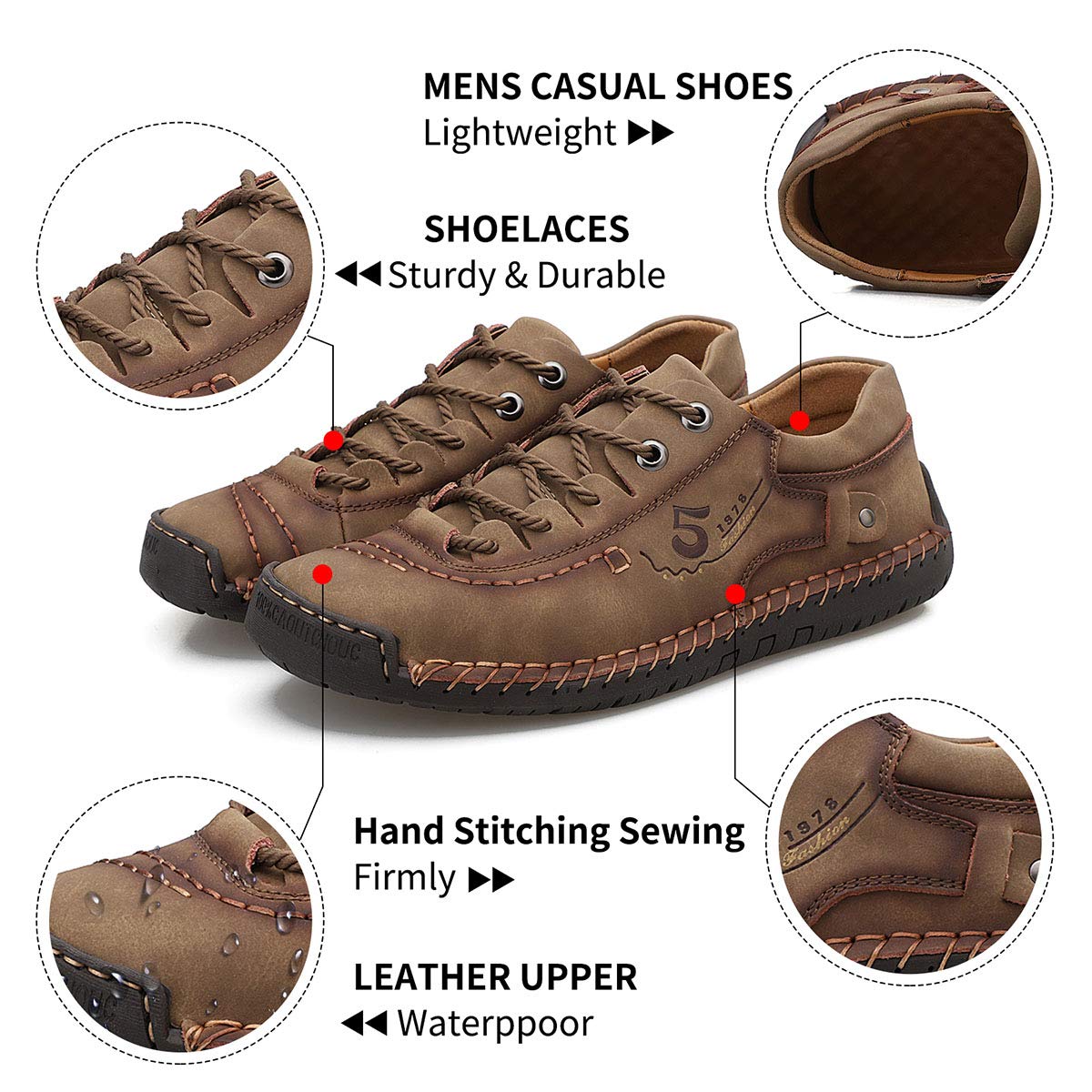 alcubieree Mens Leather Casual Shoes Comfortable Fashion Sneakers Loafers Lightweight Dress Walking Driving Shoes for Men（Size 7.5-13）