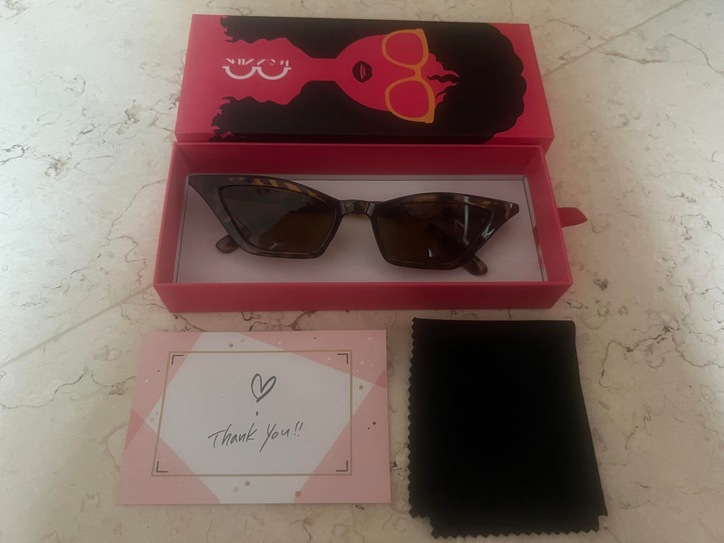 W&Y YING Small Cat Eye Sunglasses for Men and Women Skinny Retro Frame Y2K Shades Trendy Fun Fashion Glasses