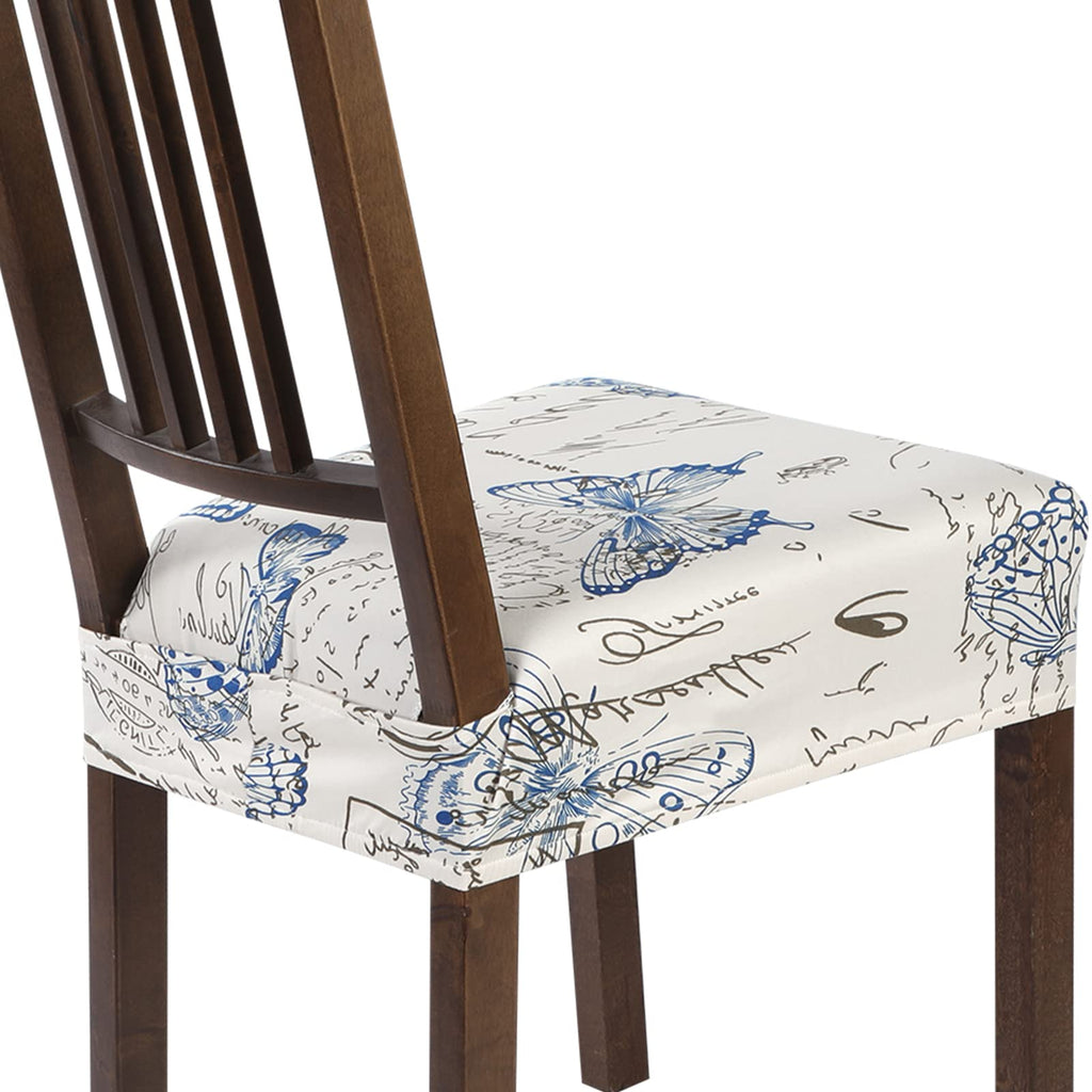 SearchI Stretch Dining Chair Seat Covers Set of 6, Soft Removable Washable Seat Cover for Dining Chairs, Dining Room Chair Cover Protector (Rear-Covered, Brown)