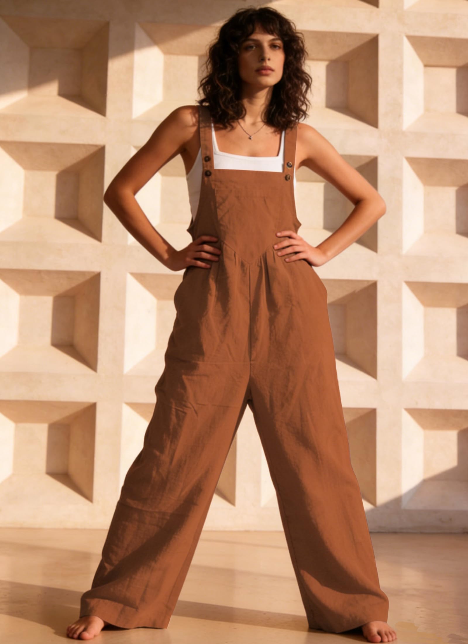 Women's Jumpsuits 2026 Summer Floral Overalls One Piece Outfits Sleeveless Wide Leg Pants Rompers with Pockets