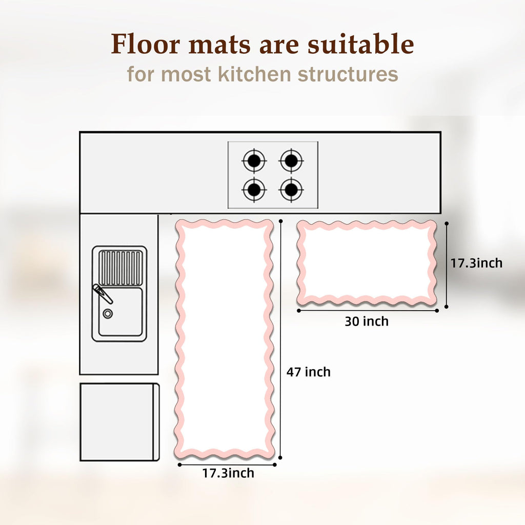 Arenarug Upgrade Scalloped Embossed Kitchen Mats for Floor 2PCS Cushioned Anti Fatigue Waterproof Foam Kitchen Rugs Non Slip Washable Comfort Standing Mat for Office Sink Laundry, Black