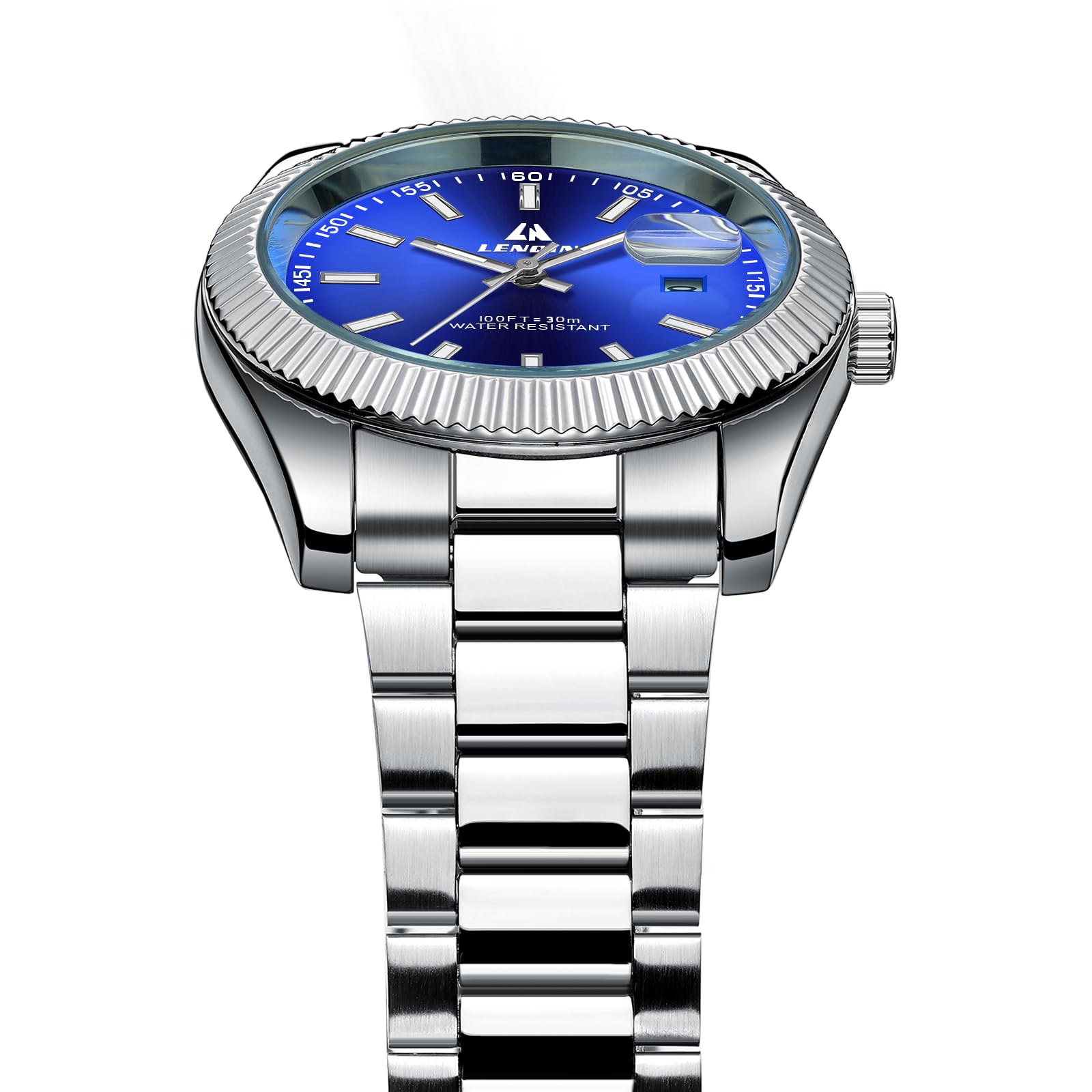 LN LENQIN Mens Watches Waterproof Stainless Steel Watch for Men Analog Quartz Fashion Business Designer Wristwatch