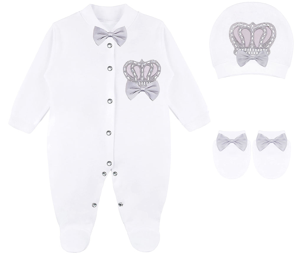 Lilax Baby Boy Newborn Crown Jewels Layette 3 Piece Gift Set