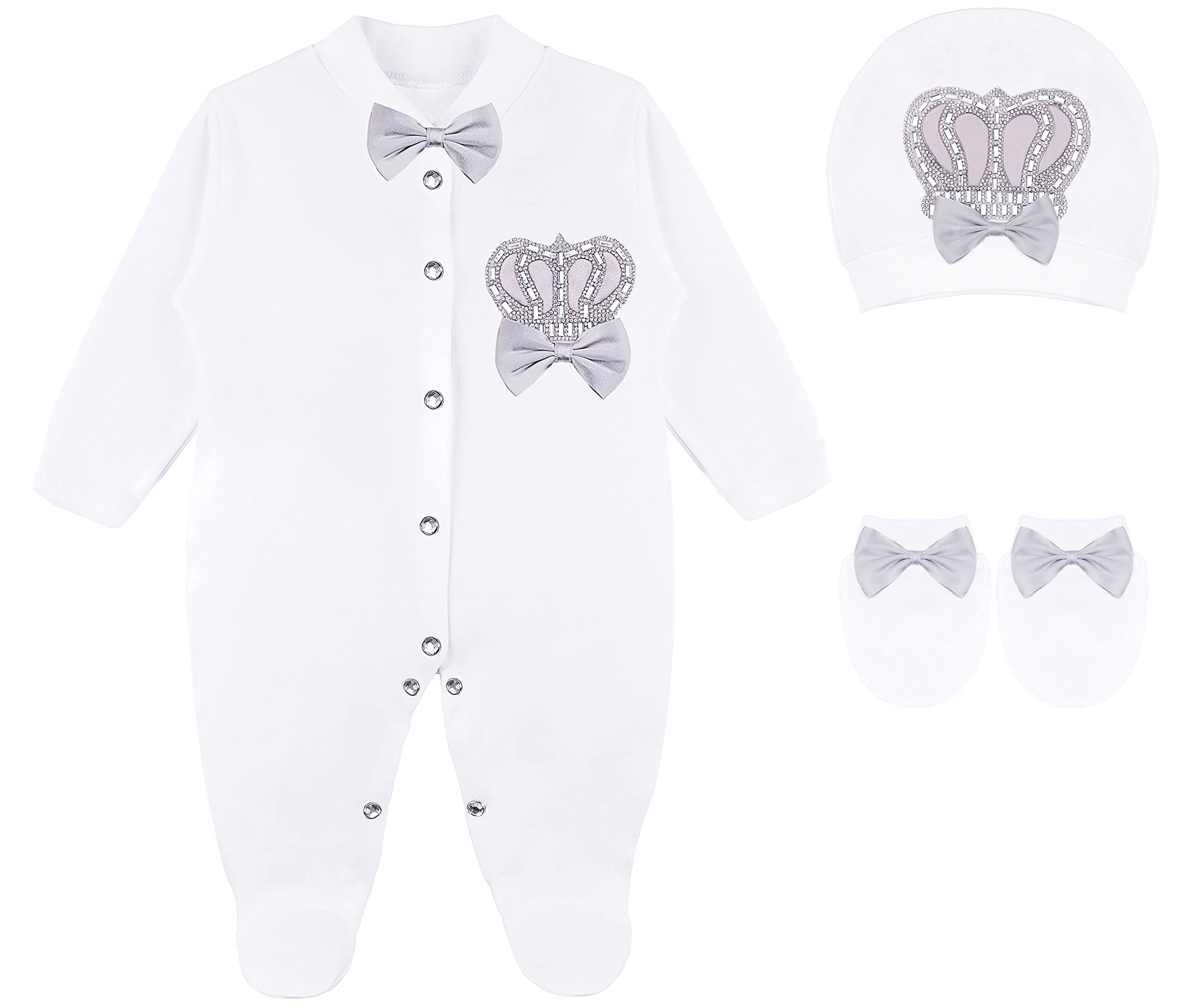 Lilax Baby Boy Newborn Crown Jewels Layette 3 Piece Gift Set