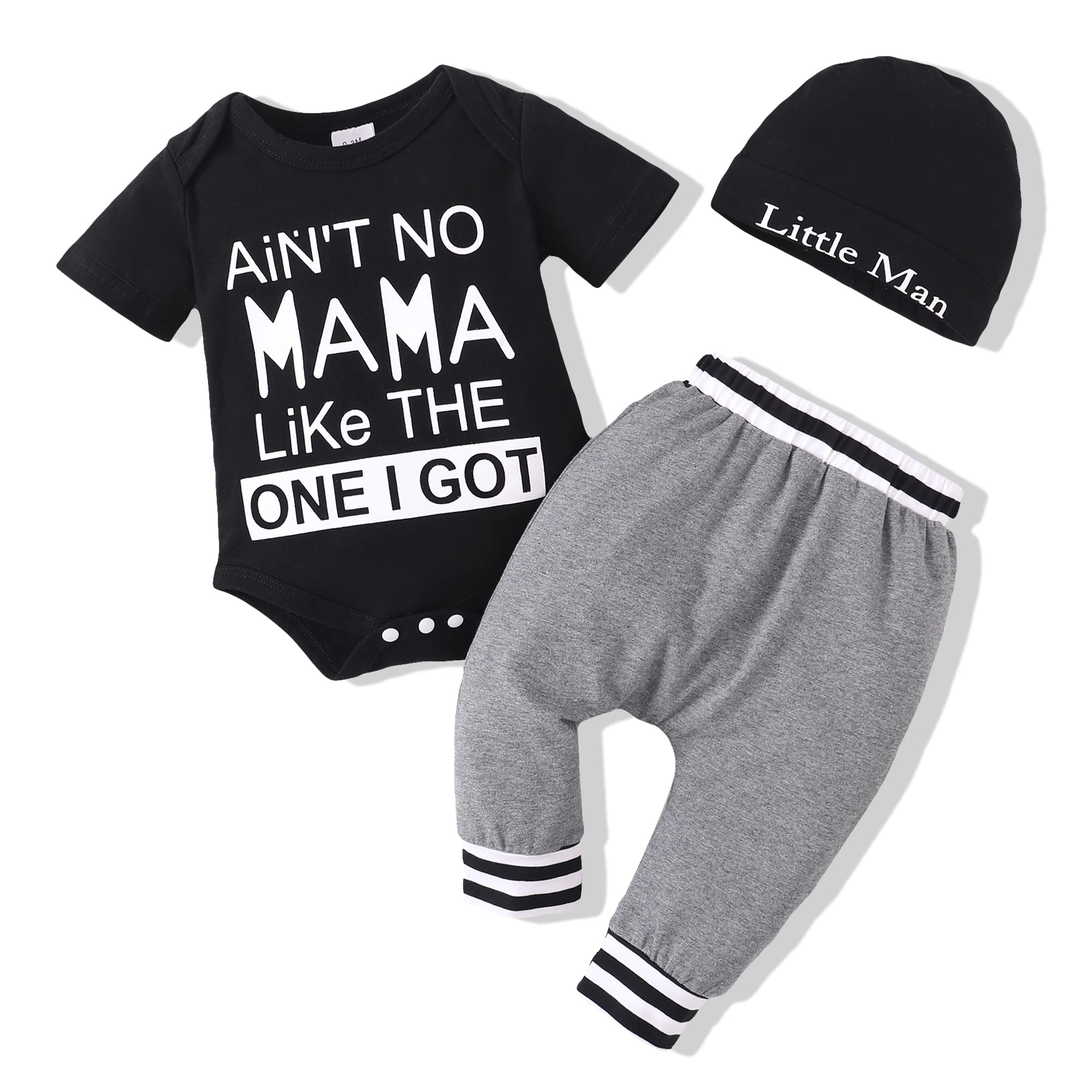Renotemy Newborn Infant Baby Boy Clothes Outfits New to The Crew Outfits Long Pants Toddler Baby Boy Clothes Set