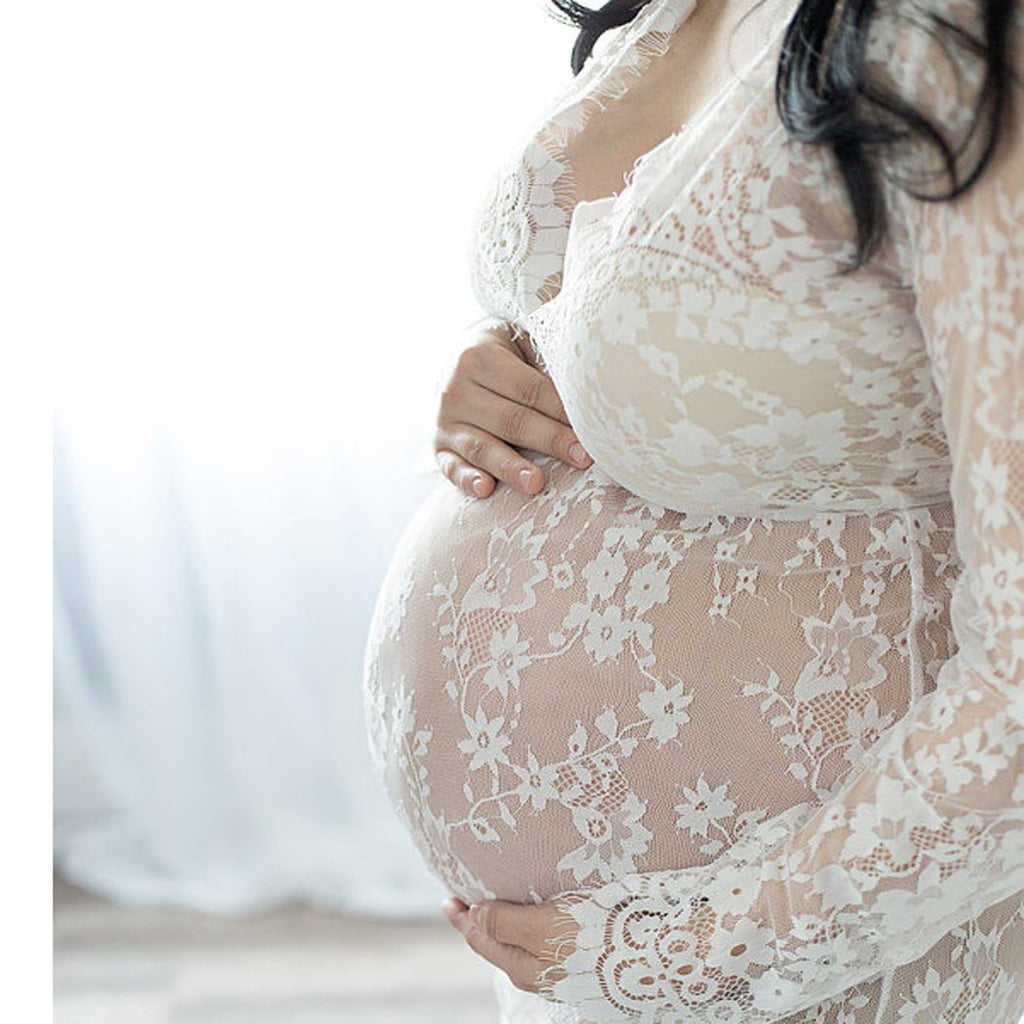 COSYOU Maternity Dress for Photoshoot Sheer Lace Dresses for Maternity Photography Costume Party Milk Bath Dress