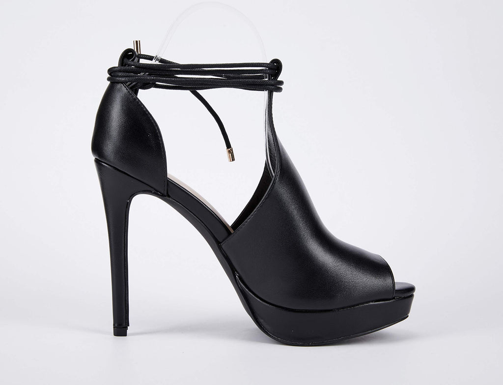 Womens Peep Toe Platform Heels Sexy Sandals Strappy Lace Up Tie Stilettos Dress Pumps Shoes